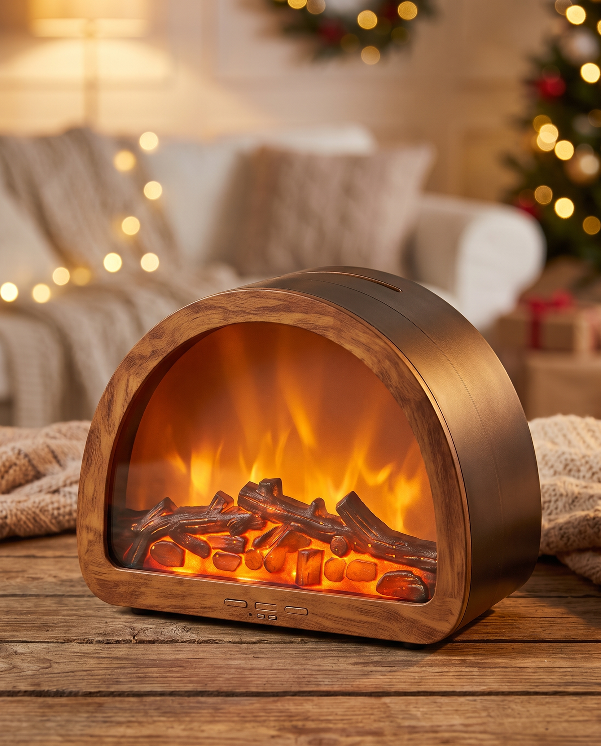 Auren Mini Fireplace - glowing flame close-up